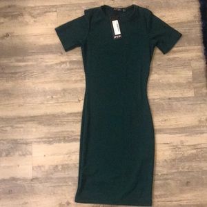 NastyGal- ribbed, deep green dress